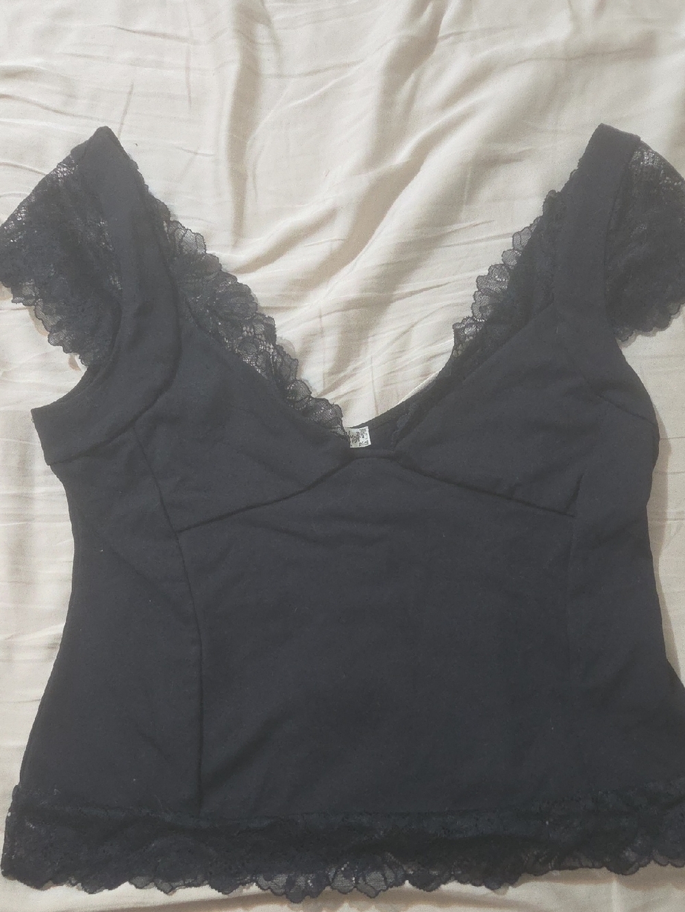 Free People Black Lace-Trim V-Neck Camisole